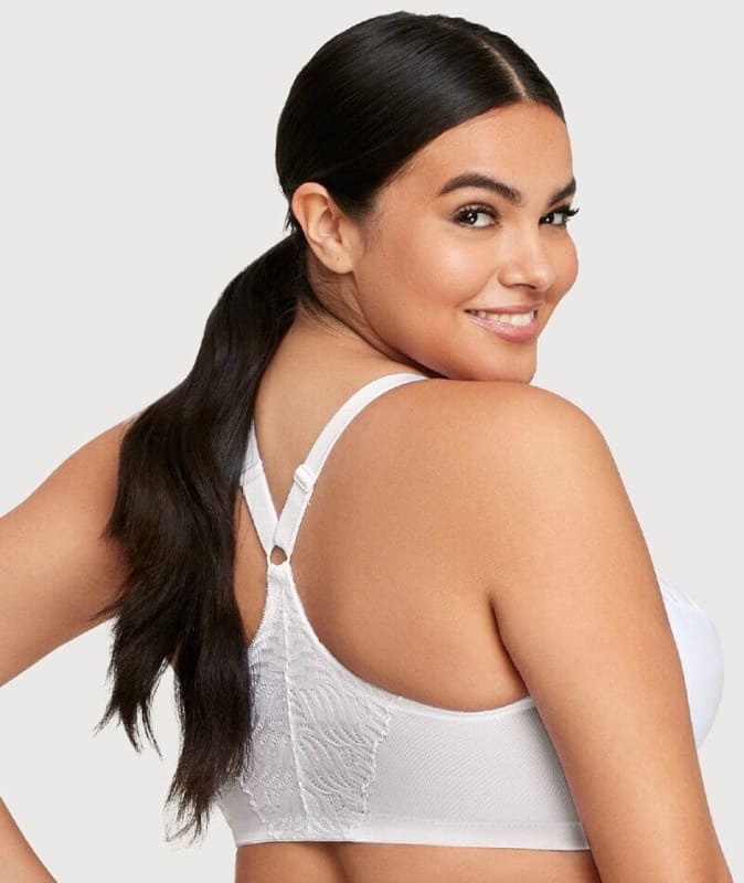 Glamorise Front-Closure T-Back WonderWire Bra - White Bras 