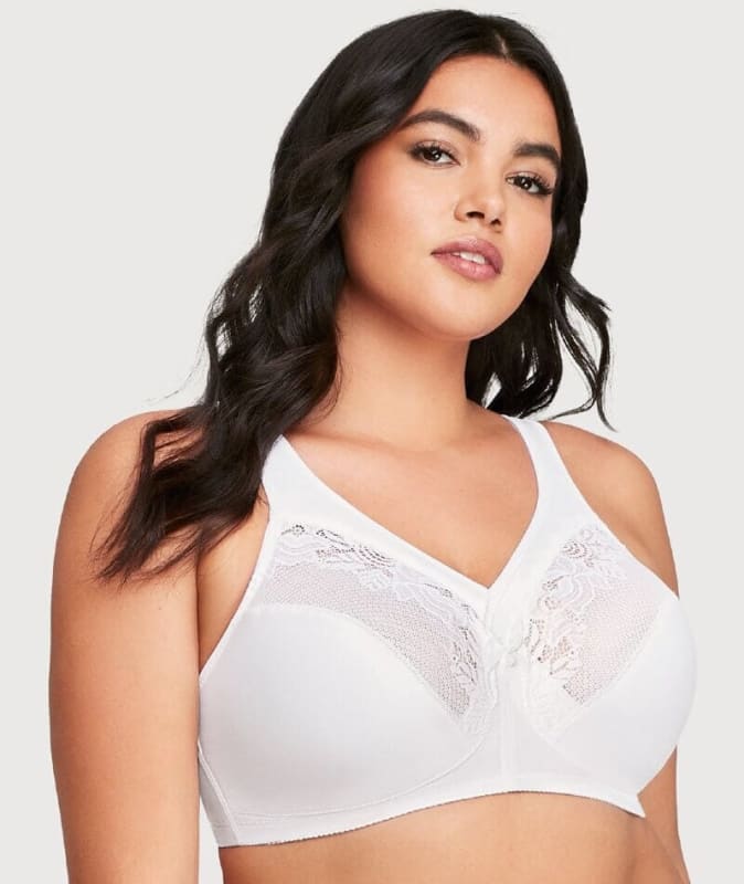 Glamorise MagicLift Minimizer Wire-free Bra - White Bras 