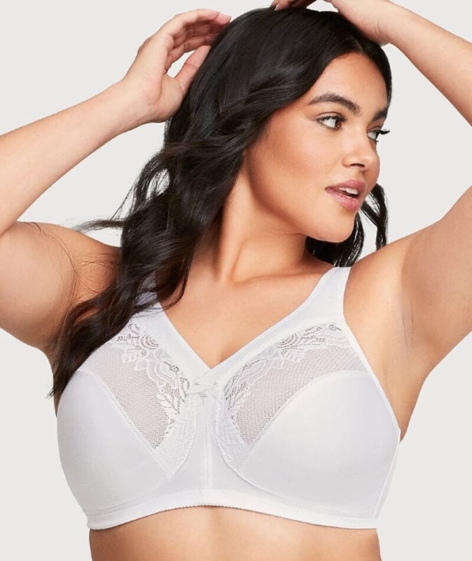 Glamorise MagicLift Minimizer Wire-free Bra - White Bras 