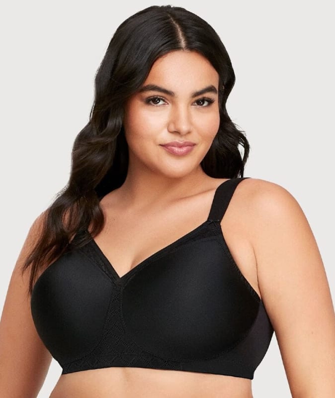 Glamorise MagicLift Seamless Support Wire-free T-Shirt Bra - Black Bras