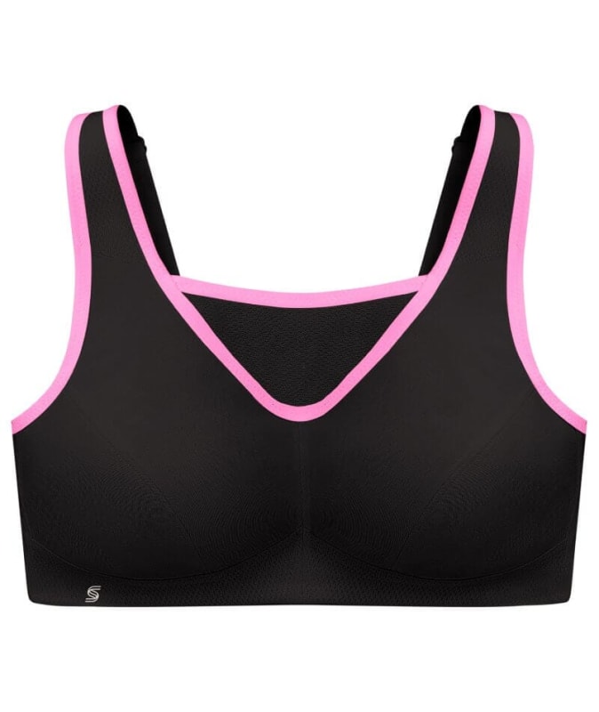 Glamorise No-Bounce Camisole Wire-free Sports Bra - Black/Pink Bras