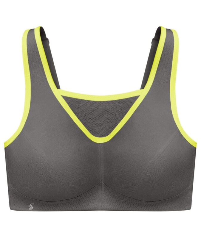 Glamorise No-Bounce Camisole Wire-free Sports Bra - Gray/Yellow Bras
