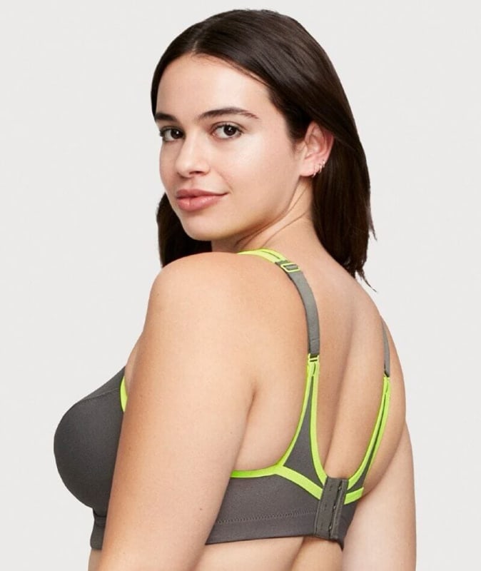 Glamorise No-Bounce Camisole Wire-free Sports Bra - Gray/Yellow Bras