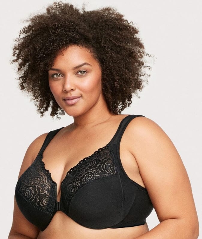 Glamorise WonderWire Front-Closure Bra - Black Bras