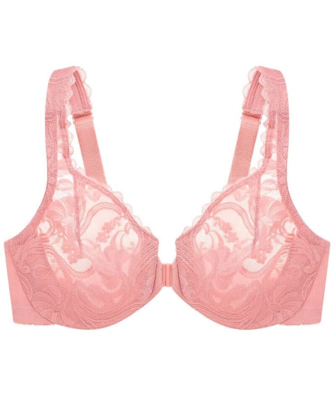 Glamorise WonderWire Front-Closure Stretch Lace Bra - Apricot Bras