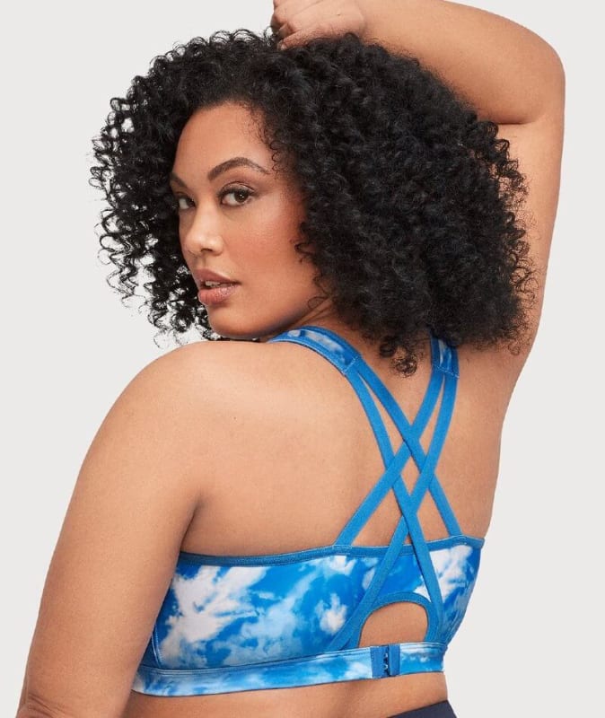 Glamorise Zip Up Front-Closure Sports Bra - Blue Tie-Dye Bras 
