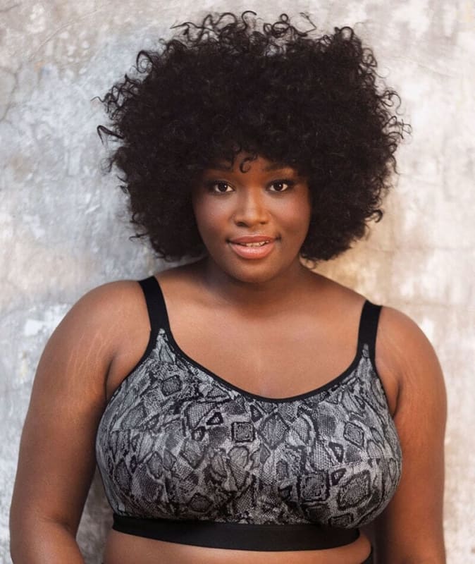 Goddess Sport Wirefree Sports Bra - Black Snake Bras