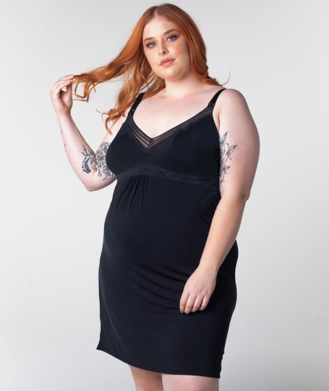 Hotmilk Dream Full Cup Maternity & Nursing Nightie - Black Camisole