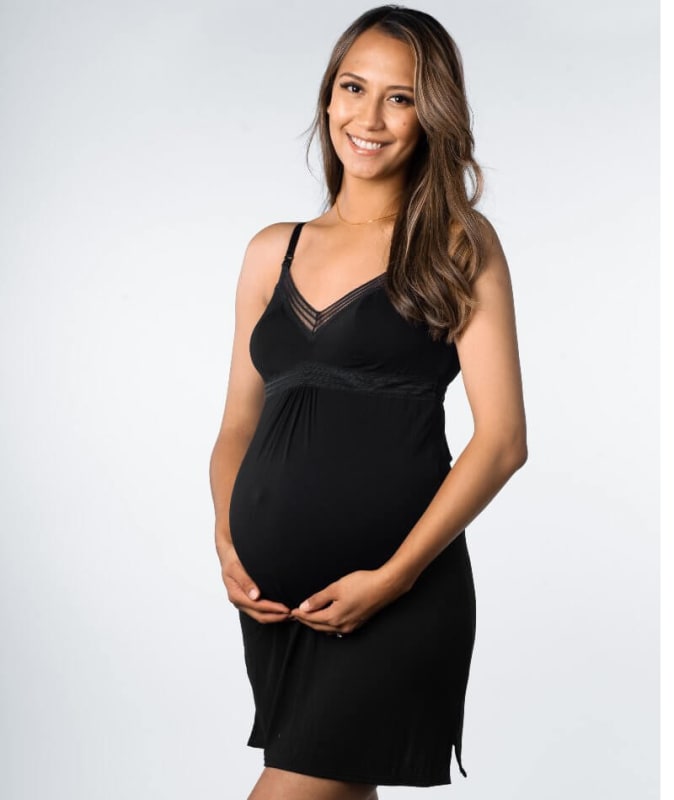 Hotmilk Dream Regular Fit Maternity & Nursing Nightie - Black Camisole