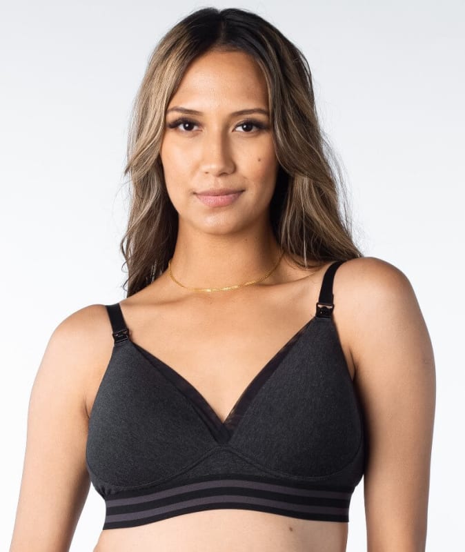 Hotmilk Elevate Cotton T-Shirt Wire-free Nursing Bra - Black Marle Bras 