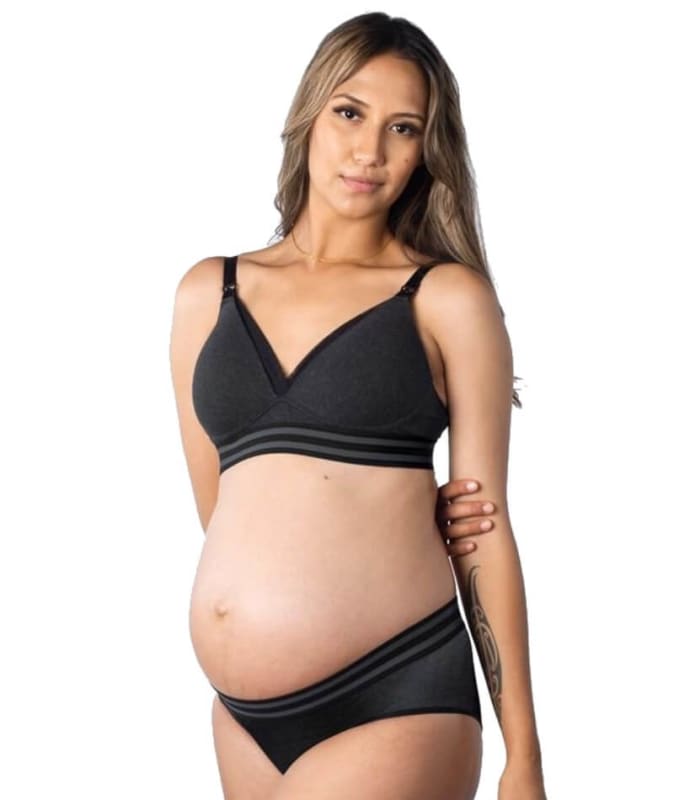 Hotmilk Elevate Cotton T-Shirt Wire-free Nursing Bra - Black Marle Bras