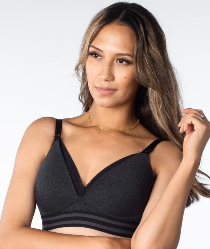 Hotmilk Elevate Cotton T-Shirt Wire-free Nursing Bra - Black Marle Bras 