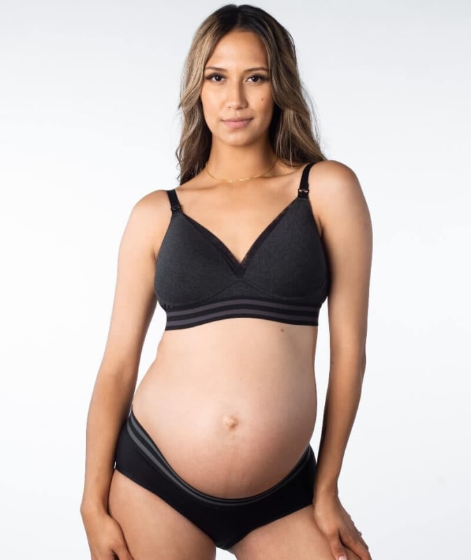 Hotmilk Elevate Cotton T-Shirt Wire-free Nursing Bra - Black Marle Bras 