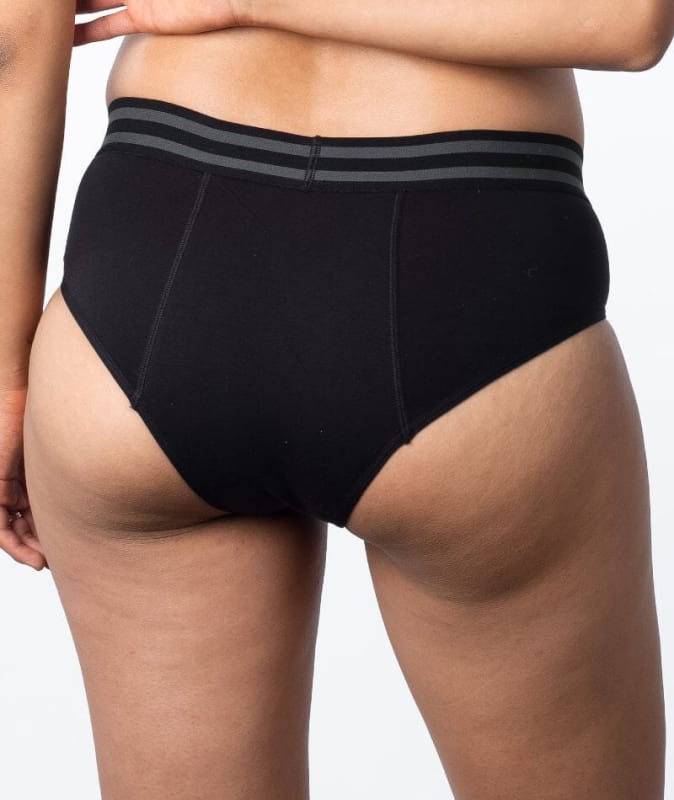 Hotmilk Elevate Moderate Leakproof Hi Brief - Black Marle Knickers