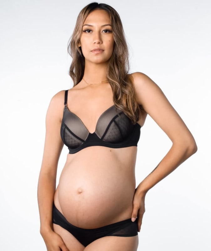 Hotmilk Lunar Eclipse Plunge Contour Nursing Bra - Black Bras 