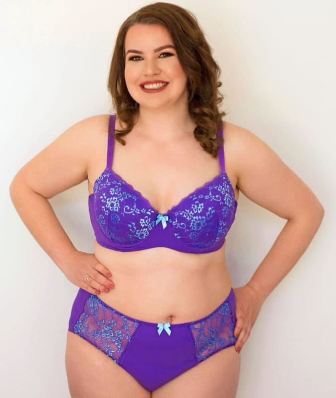 Lady Emprezz Frenchie High Waist Brief - Purple/Aqua Knickers