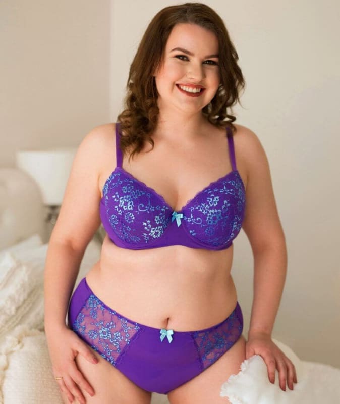 Lady Emprezz Frenchie Padded Shaping Bra - Purple/Aqua Bras