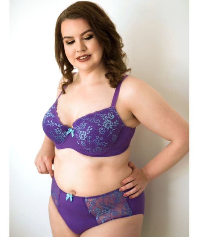 Lady Emprezz Frenchie High Waist Brief - Purple/Aqua Knickers
