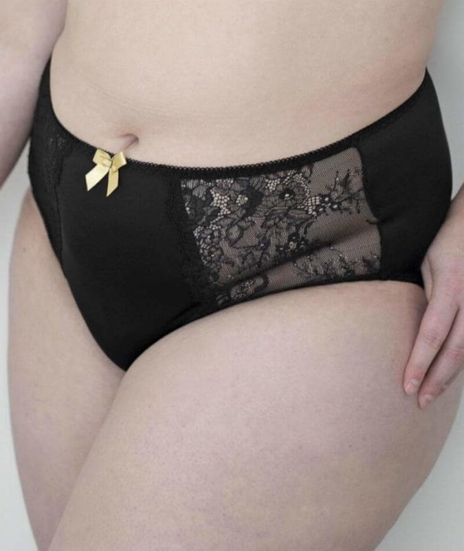 Lady Emprezz Rizzo High Waist Brief - Black/Nude Knickers