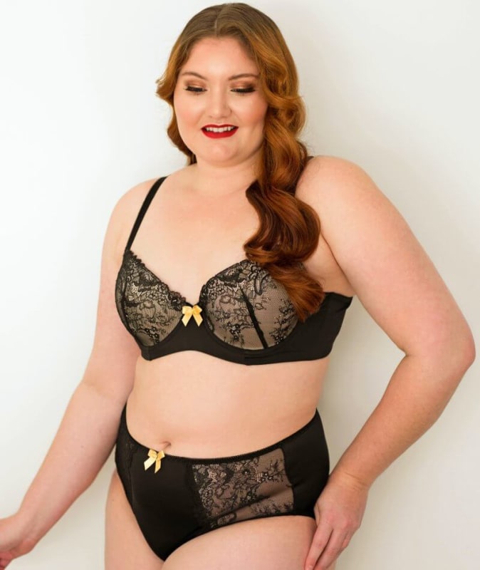 Lady Emprezz Rizzo High Waist Brief - Black/Nude Knickers