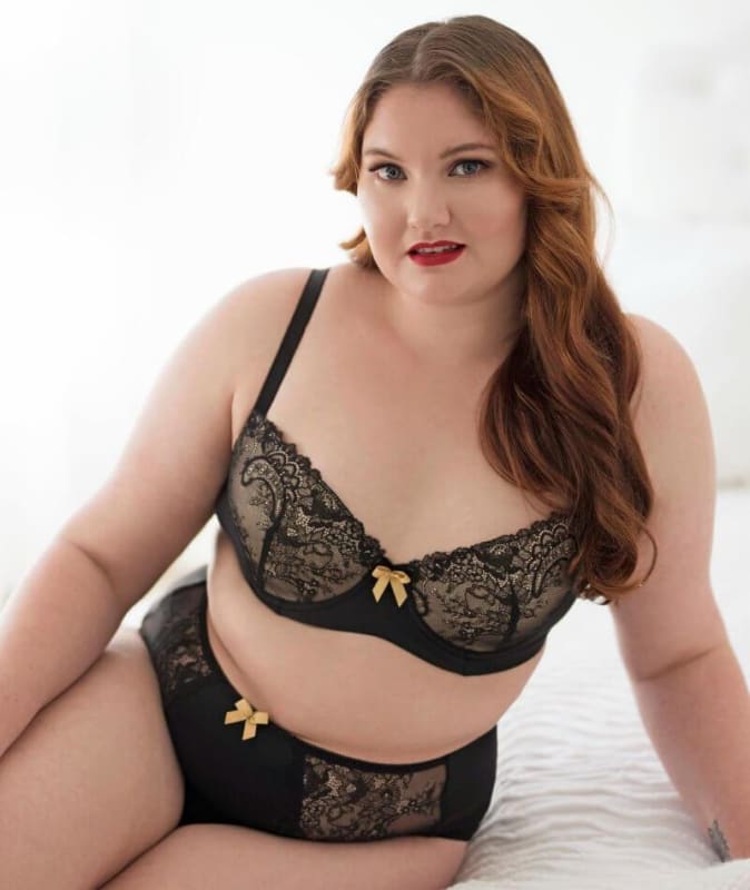 Lady Emprezz Rizzo High Waist Brief - Black/Nude Knickers