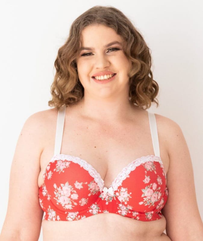 Lady Emprezz Shirley Underwire Contour Bra - Red Vintage Bras