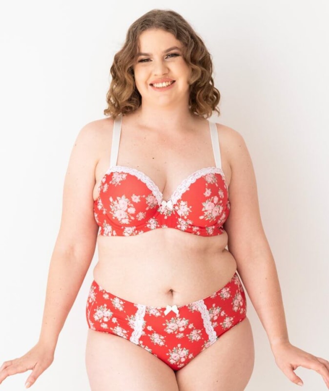 Lady Emprezz Shirley Underwire Contour Bra - Red Vintage Bras