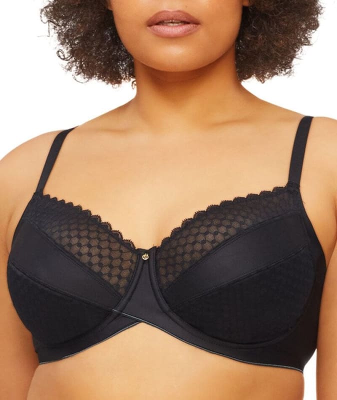 Nancy Ganz Revive Maya Underwire Lace Minimiser Bra - Black Bras