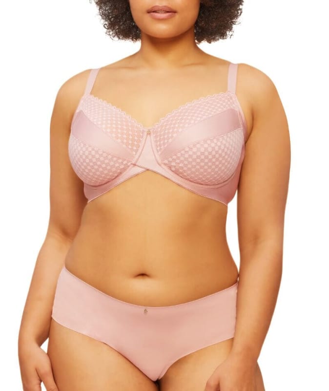 Nancy Ganz Revive Maya Underwire Lace Minimiser Bra - Rose Quartz Bras