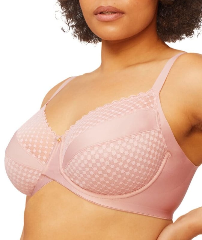 Nancy Ganz Revive Maya Underwire Lace Minimiser Bra - Rose Quartz Bras