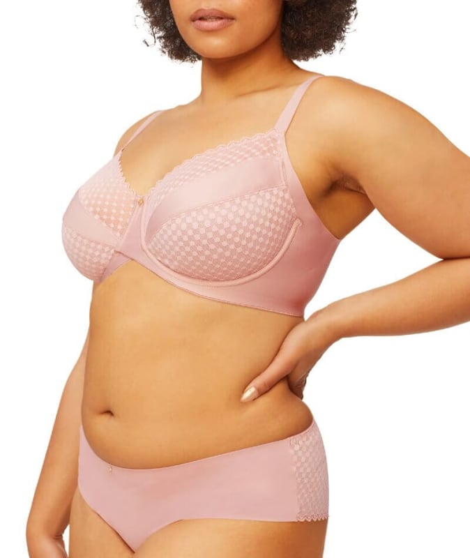 Nancy Ganz Revive Maya Underwire Lace Minimiser Bra - Rose Quartz Bras