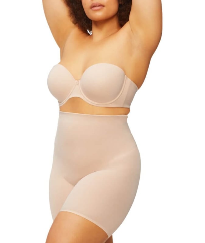 Nancy Ganz Solid & Sheer High Waisted Thigh Shaper - Warm Taupe Shapewear