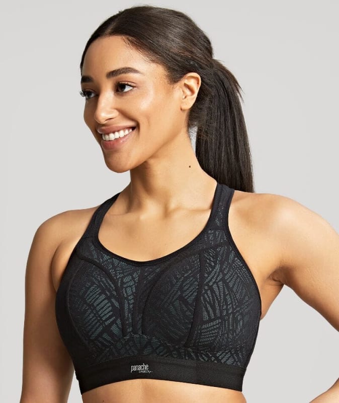 Panache Sport Wire-free Sports Bra - Black/Ice Blue Bras