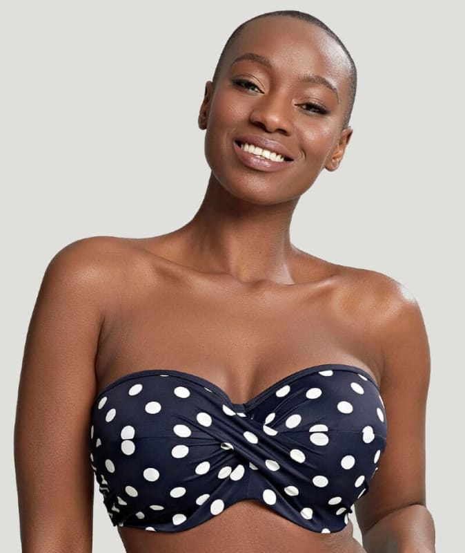 Panache Swimwear Anya Riva Spot Twist Bandeau Bikini - Navy/Vanila Swim