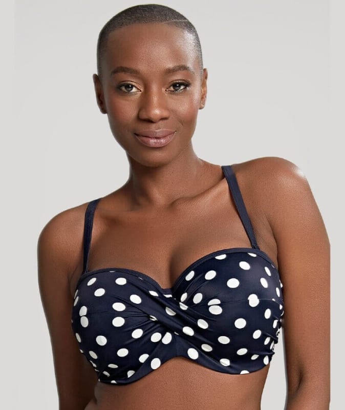 Panache Swimwear Anya Riva Spot Twist Bandeau Bikini - Navy/Vanila Swim