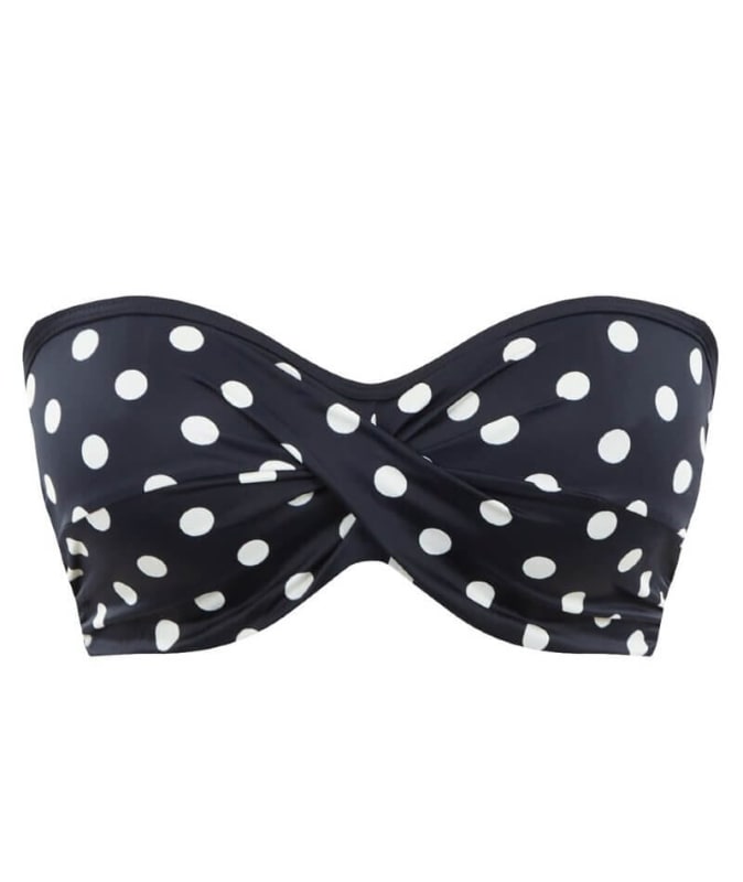 Panache Swimwear Anya Riva Spot Twist Bandeau Bikini - Navy/Vanila Swim