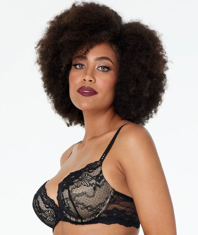 Pleasure State My Fit Lace Plunge Bra - Black Bras