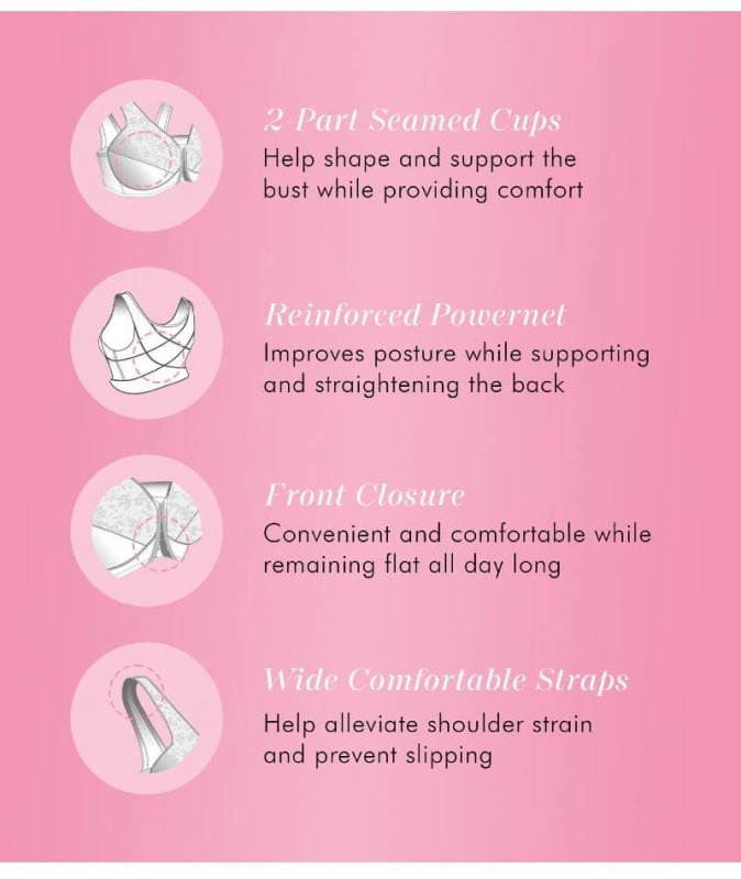 Exquisite Form Fully Front Close Posture Bra With Lace - White Bras