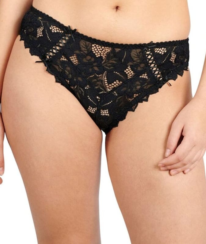 Sans Complexe Arum Microfiber and Lace Hipster Brief - Black Knickers