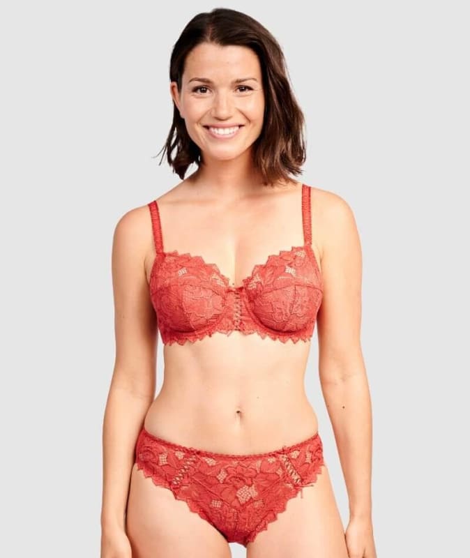 Sans Complexe Arum Microfiber and Lace Hipster Brief - Jester Red Knickers