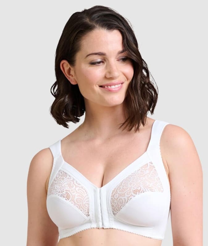 Sans Complexe Clara Front Closure Wire-free Lace Bra - White Bras