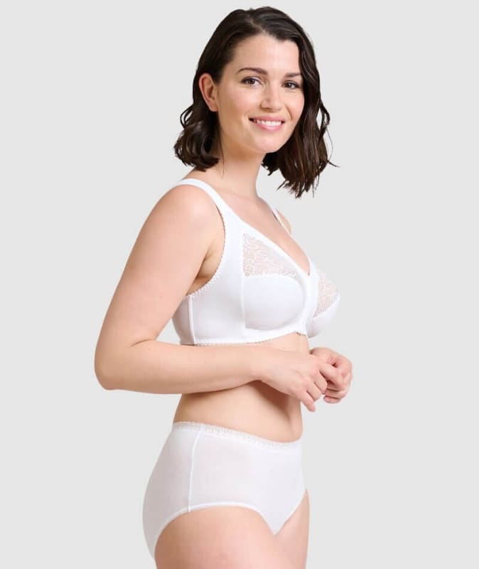Sans Complexe Clara Front Closure Wire-free Lace Bra - White Bras