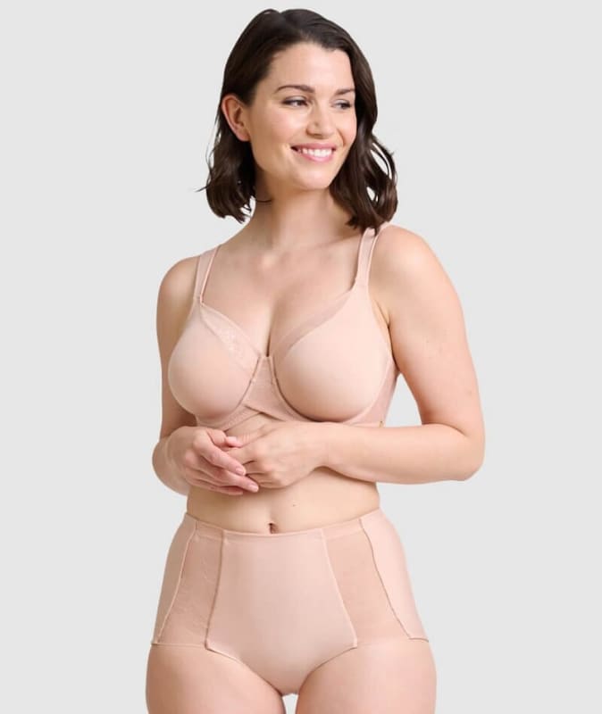 Sans Complexe Perfect Shape Wide Strap Underwired Minimiser Bra - Nude Bras