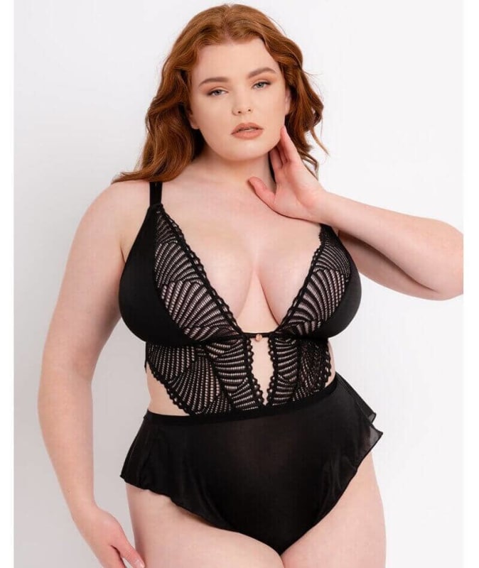 Scantilly After Hours Stretch Lace Teddy - Black Bodysuits & Basques
