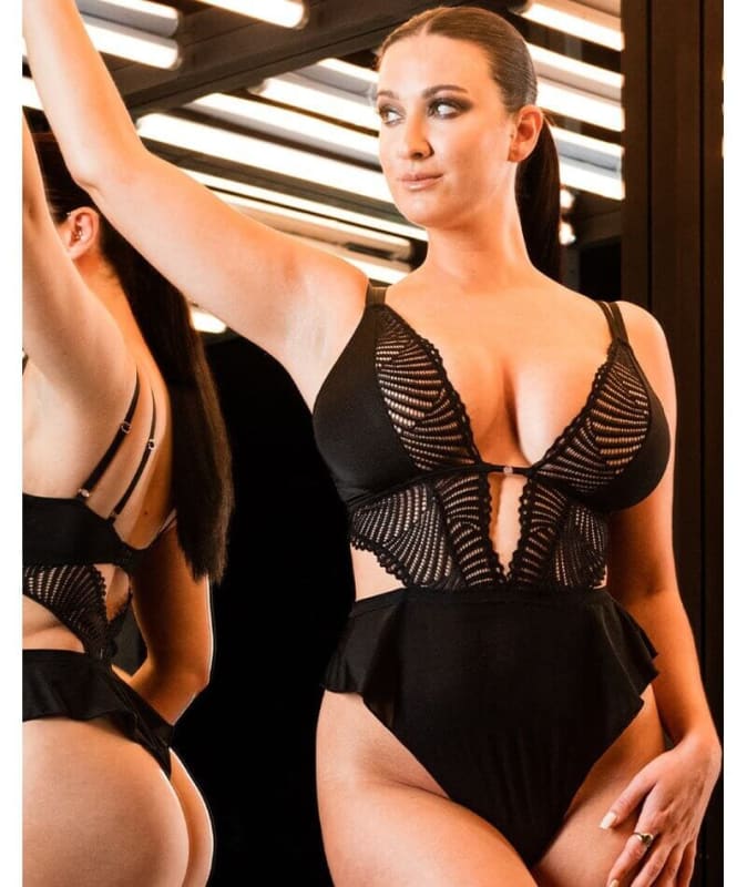 Scantilly After Hours Stretch Lace Teddy - Black Bodysuits & Basques