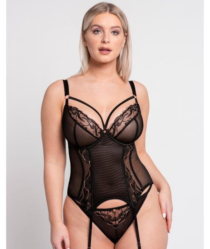 Scantilly Fascinate Plunge Basque - Black Bodysuits & Basques