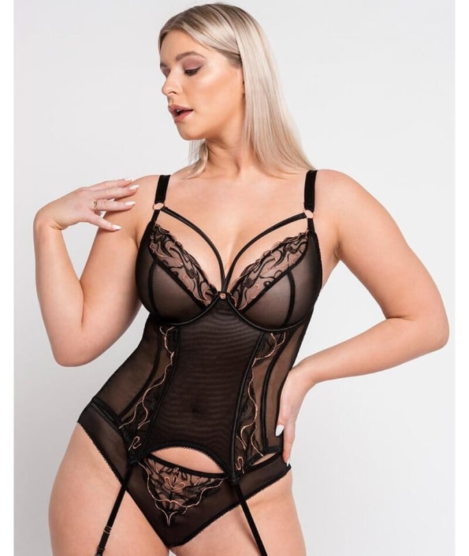 Scantilly Fascinate Plunge Basque - Black Bodysuits & Basques