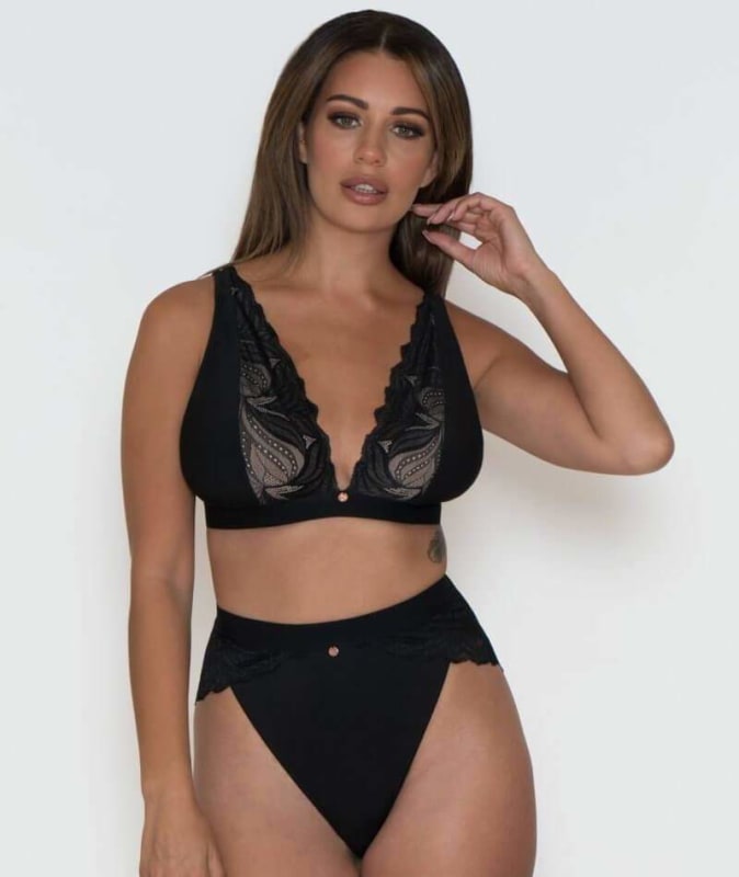 Scantilly Indulgence High Waist Brief - Black/Latte Knickers