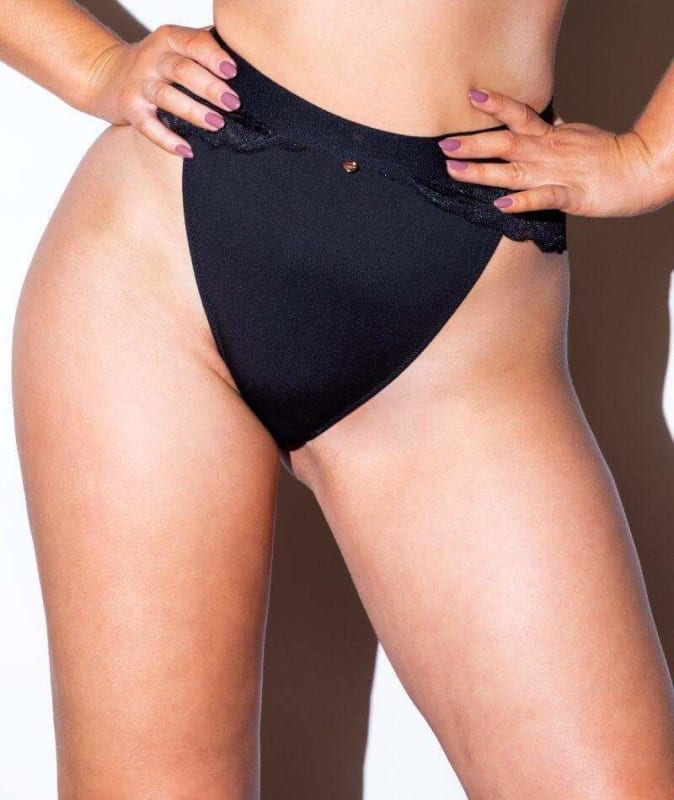 Scantilly Indulgence High Waist Brief - Black/Latte Knickers