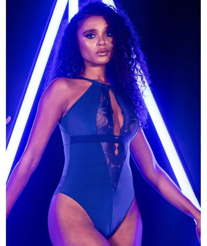 Scantilly Indulgence Stretch Lace Bodysuit - Ultraviolet Blue Bodysuits & Basques